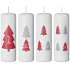 Emocio Adventné stromy sivo-červená sviečka biely valec 40 x 120 mm 4 kusy