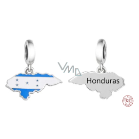 Charm Striebro 925 Honduras vlajka - hojdajúca sa mapa, prívesok na náramok cestovanie