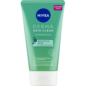Nivea Derma Skin Clear Čistiaci pleťový peeling, 150 ml