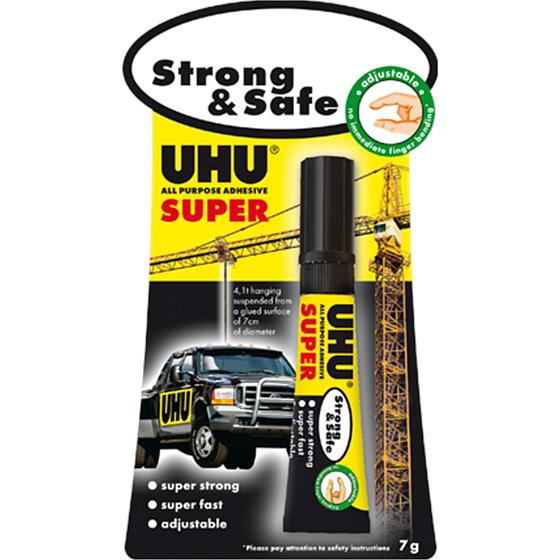 Uhu Alleskleber Super Strong & Safe super pevné sekundové lepidlo novej generácie 7 g