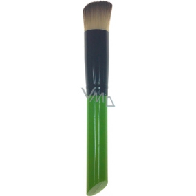 Kozmetický štetec na make-up okrúhly šikmý vlas zeleno-čierna rukoväť 15 cm 30450