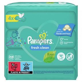 Pampers Fresh Clean vlhčené obrúsky pre deti 4 x 52 kusov