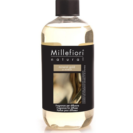 Millefiori Milano Natural Mineral Gold - Minerálne zlato Náplň difuzéra pre vonné steblá 500 ml