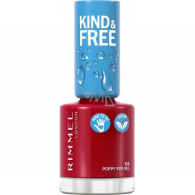 Rimmel London Kind & Free lak na nechty 156 Poppy Pop Red 8 ml