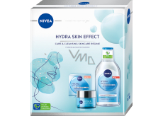 Nivea Hydra Skin Effect denný gélový krém s kyselinou hyalurónovou 50 ml + micelárna voda s kyselinou hyalurónovou 400 ml, kozmetická sada pre ženy