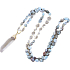 108 Mala Larimar náhrdelník meditačné šperky, prírodný kameň surový kryštál, nuget 6 - 9 mm, prívesok 8 - 15 x 45 - 70 mm