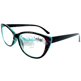 Berkeley Dioptrické okuliare na čítanie +3,0 plastové čierne s farebnými linkami 1 kus MC2236