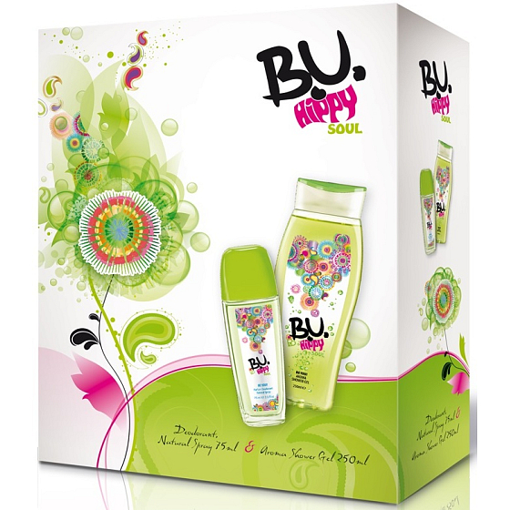 BU Hippy Soul parfumovaný deodorant sklo 75 ml + sprchový gél 250 ml, pre ženy darčeková sada