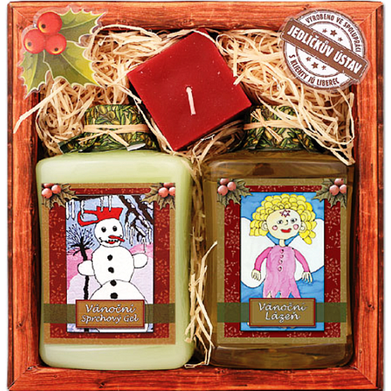 Bohemia Gifts Vianočný balíček krémový sprchový gél 300 ml + olejový kúpeľ 300 ml + sviečka (oliva a citrus) kozmetická sada