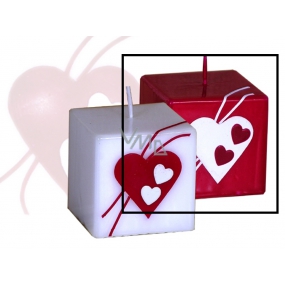 Lima Valentínska sviečka červená srdce kocky 65 x 65 mm 1 kus