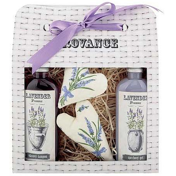 Bohemia Gifts Lavender La Provence krémový sprchový gél 100 ml + šampón 100 ml + patchwork 2 kusy, kozmetická sada