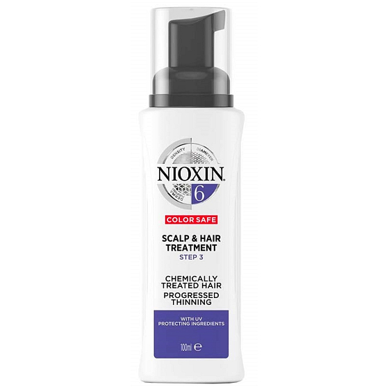 Nioxin System 6 Scalp & Hair Bezoplachová starostlivosť pre výrazne rednúce prírodné aj chemicky ošetrené stredne silné až silné vlasy 100 ml