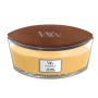 Woodwick Oat Flower - Ovesný kvet vonná sviečka s dreveným širokým knôtom a viečkom loď 453 g