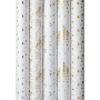 Zowie Darčekový baliaci papier 70 x 150 cm Vianočný Luxusné White Christmas s razbou biely zlaté hviezdy v tvare stromčeka