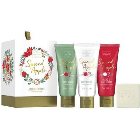Scottish Fine Soaps Spiced Apple - Korenené Jablko sprchový gel 75 ml + telový krém 75 ml + krém na ruky a nechty 75 ml + trikrát jemne mletej toaletné mydlo 40 g, kozmetická sada