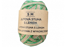 Albi Jutová stuha Prírodná so zeleným okrajom 5 m