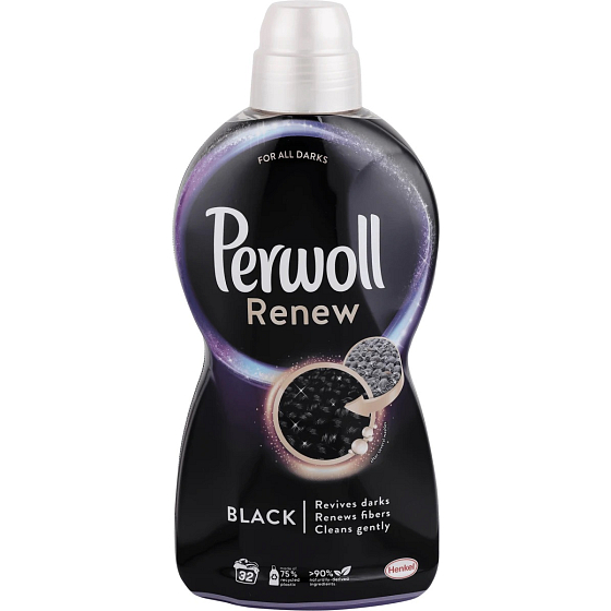 Perwoll Renew Black prací gél obnovuje intenzívnu čiernu farbu, obnovuje vlákna 32 dávok 1,92 l