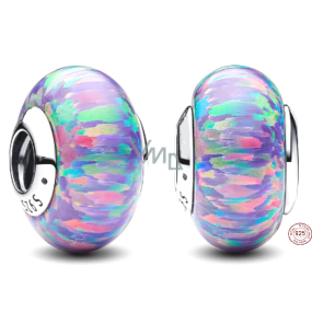 Charm Striebro 925 Opalizujúci fialový prívesok, korálka na náramok symbol