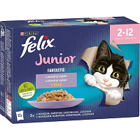 Felix Fantastic Junior kapsičky pre mačky výber v želé, 12× 85 g