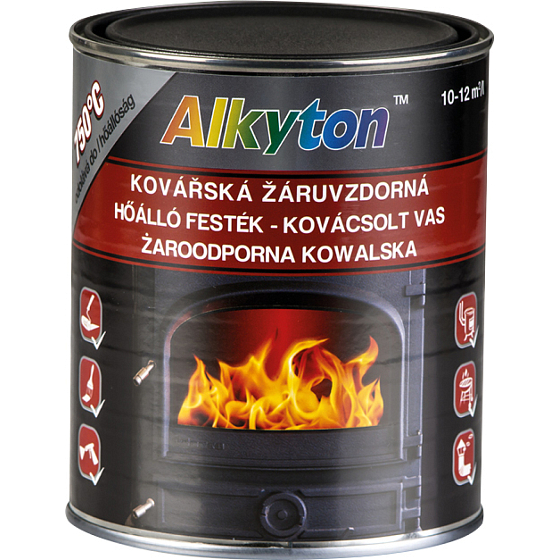 Dupli-Color Alkyton žáruvzdorná farba do 750 °C, kovářská čierna, 750 ml