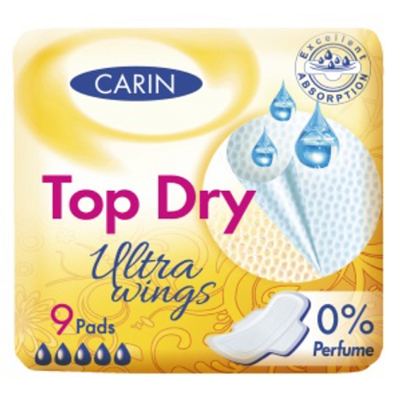 Carine Ultra Wings Top Dry intímne vložky 9 kusov