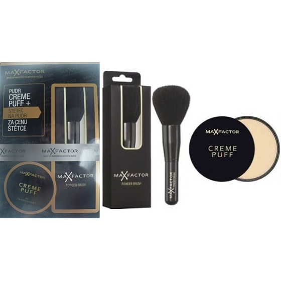 Max Factor Make-up & púder Creme Puff Refill + štetec na púder Powder Brush, kozmetická sada