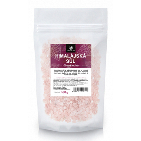 Allnature Himalájska soľ ružová hrubá obsahuje okrem iného horčík, vápnik, draslík a železo 500 g