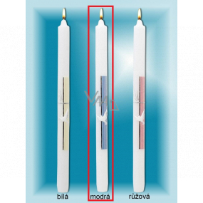 Lima Kostolné krstné sviečka modrá strieborne zdobená č. 1031 25 x 360 mm 1 kus
