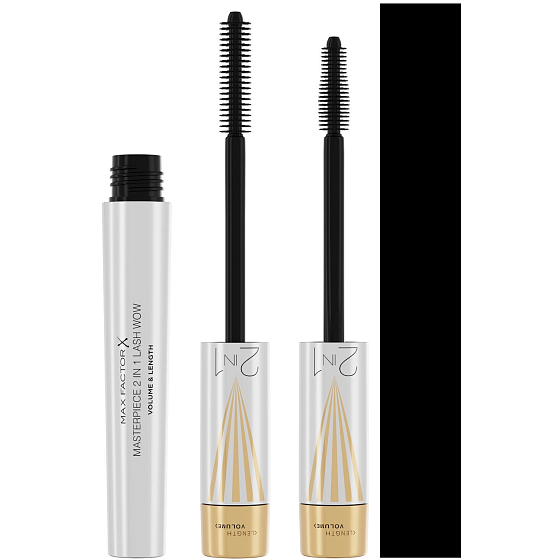Max Factor Masterpiece 2v1 Lash Wow Predlžujúca a objemová maskara 001 Black 7 ml