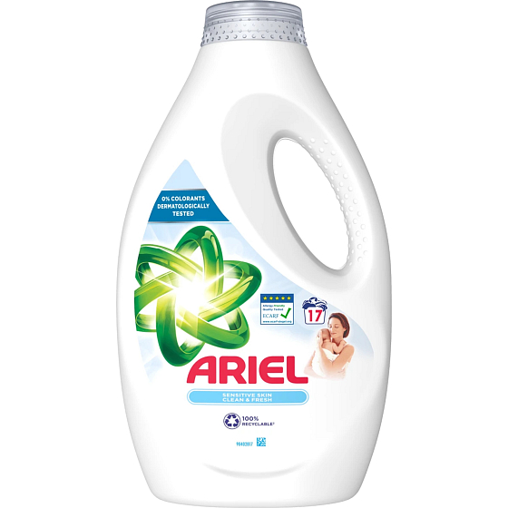 Ariel Sensitive Skin tekutý prací gél na jemné a detské oblečenie 17 dávok 850 ml