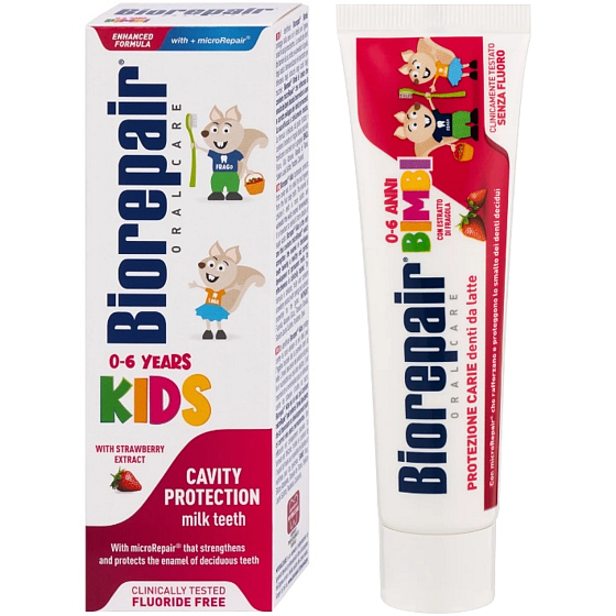 Biorepair Kids Zubná pasta s jahodovou príchuťou pre deti od 0 do 6 rokov 50 ml