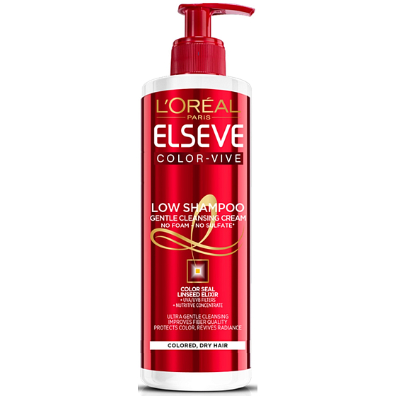 Loreal Paris Elseve Color Vive Low šampón na farbené, suché vlasy dávkovač 400 ml