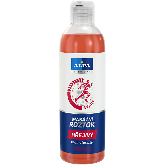 Alpa Sport Start Štart pred výkonom Hrejivý masážny roztok s gáfrom, bylinnými extrakty a silicami 250 ml