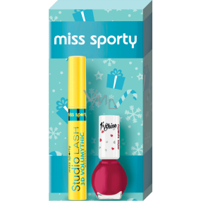 Miss Sporty Studio Lash 3D Volumythic riasenka 001 Black 8 ml + lak nechty 7 ml + starostlivosti na nechty 8 ml, kozmetická sada