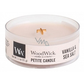 Woodwick Vanilla & Sea Salt - Vanilka a morská soľ vonná sviečka s dreveným knôtom petite 31 g