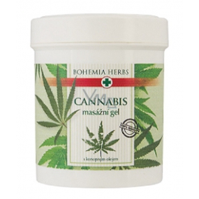 Bohemia Gifts Cannabis Konopný masážny gél s mentolom a výťažkami z gaštanu, kostihoja, gáfru a eukalyptu pre masáž pokožky v oblasti unavených svalov, kĺbov a šliach 125 ml