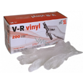 V-R Rukavice Vinyl jednorazové bezprašné pravolevé veľkosť XL box 200 kusov