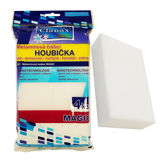 Clanax Magic Nano Melamínová hubka, zázračná čistiaca hubka čistenie bez chemických čistiacich prostriedkov 4 kusy