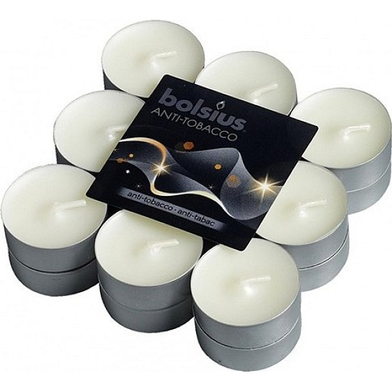 Bolsius Aromatic Anti-tobacco - čajové sviečky s vôňou proti tabaku 18 kusov, doba horenia 4 hodiny