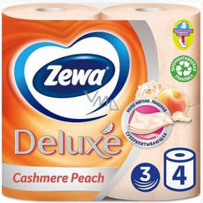 Zewa Deluxe Aqua Tube Cashmere Peach parfumovaný 3 vrstvový 150 útržkov 4 kusy, rolička, ktorú môžete spláchnuť