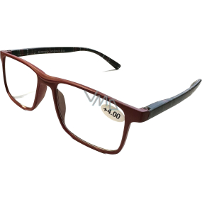 Berkeley Dioptrické okuliare na čítanie +4,0 plastové červené, čierne károvane rámy 1 kus MC2250