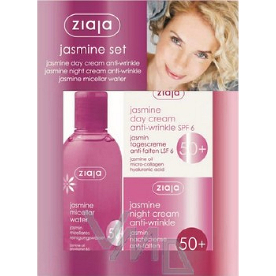Ziaja Jazmín 50+ micelárna voda 200 ml + denný a nočný krém 50 ml, kozmetická sada