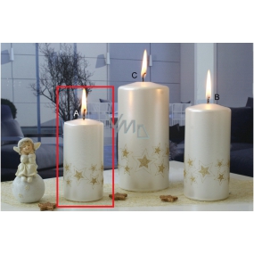 Lima Starlight sviečka biela / zlatá valec 50 x 100 mm 1 kus