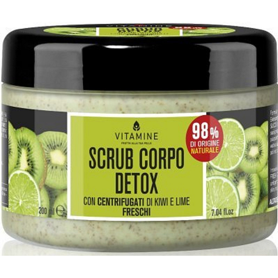Vitamine Detox Kivi a limetka telový peeling s bambuckým maslom a olivovým olejom 400 g
