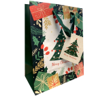 Ditipo Dárková papírová taška 22,5 x 17,5 x 10 cm Vánoční zelený stromeček
