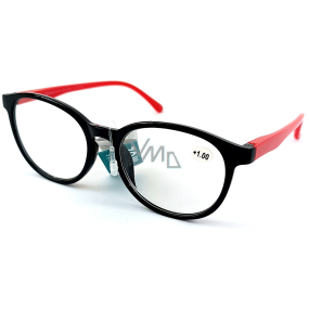 Berkeley dioptrické okuliare na čítanie +1,0 plastové čierne červené bočnice 1 kus MC2253