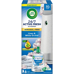 Air Wick Active Fresh Refill Linen & White Orchid - Prádlo a orchidea automatický osvěžovač komplet 228 ml