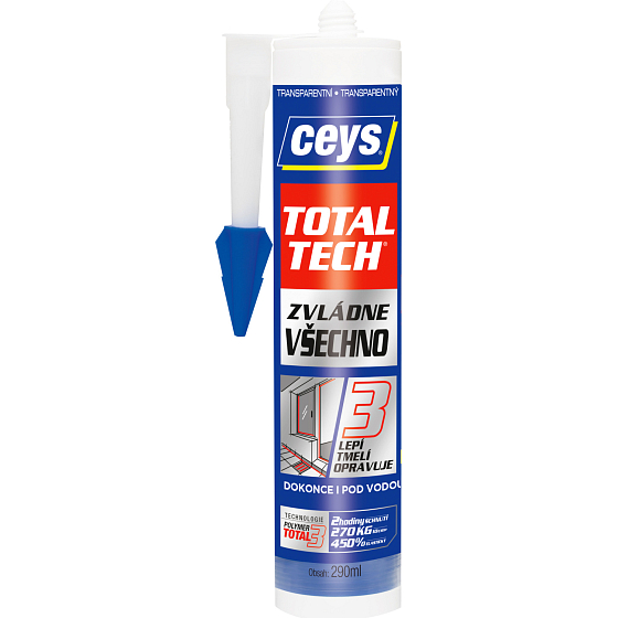 Ceys Total Tech univerzálne lepidlo a tmel, transparentné, 290 ml