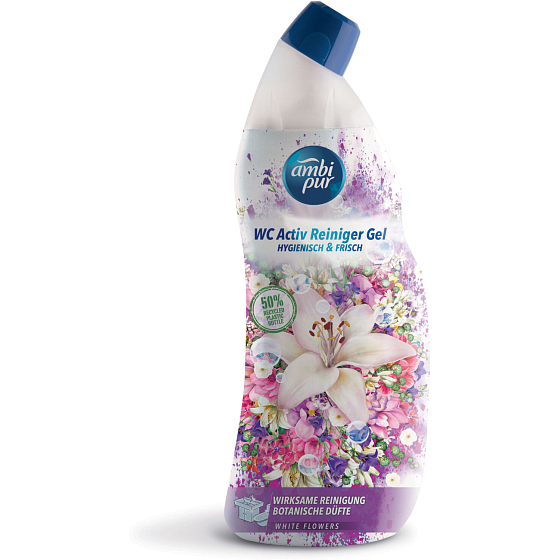 Ambi Pur WC Active Gel Biele Kvety WC čistič, 750 ml