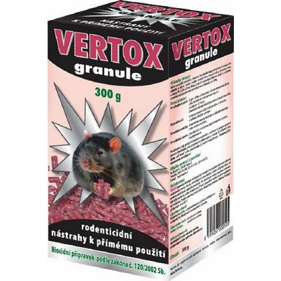 Vertox granule na ničenie všetkých škodlivých hlodavcov 300 g